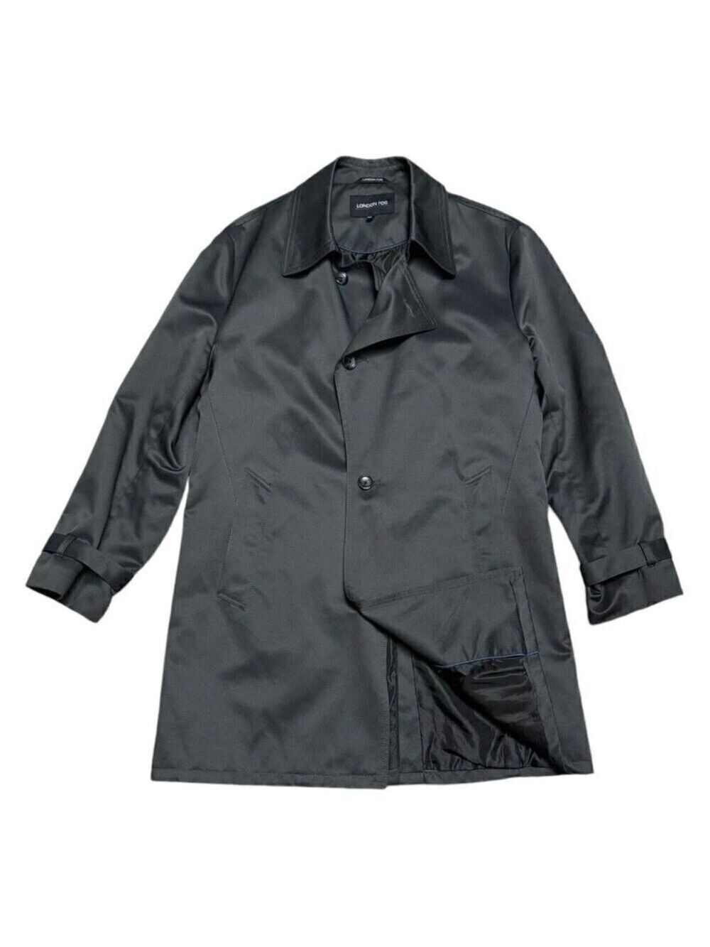 London Fog Lightweight Grey Long Trench Business Casual Designer Coat Mens Small
